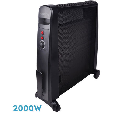 Radiateur Mica Automne Noir 2000W 2 Éléments 2 Puissances Thermostat Anti-basculement (64,8x52,5x23cm)