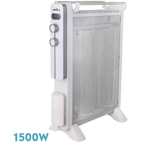 Radiateur Mica Blanc/Gris Caicos 1500W 3 Éléments 3 Puissances Anti-basculement (63,5x45x21cm)
