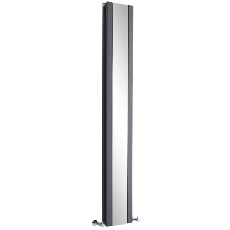 Hudson Reed - Radiateur Vertical Design Avec Miroir – Anthracite – 180 x 26.5cm – Sloane