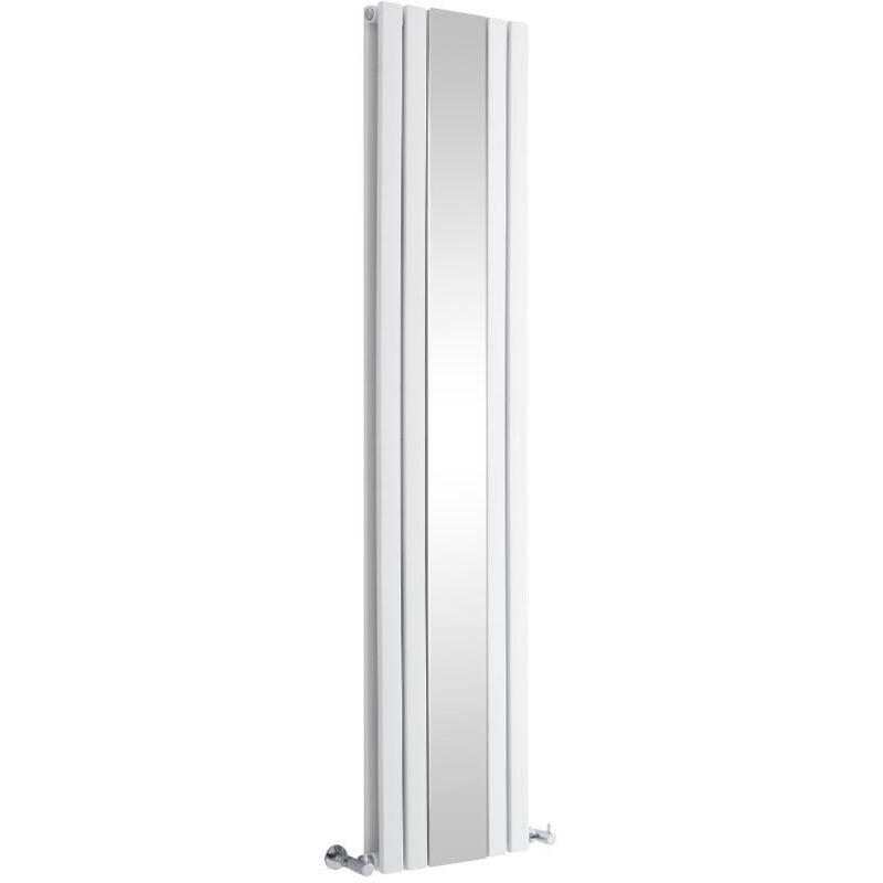 Hudson Reed - Radiateur Vertical Design Avec Miroir – Blanc – 180 x 38.5cm – Sloane