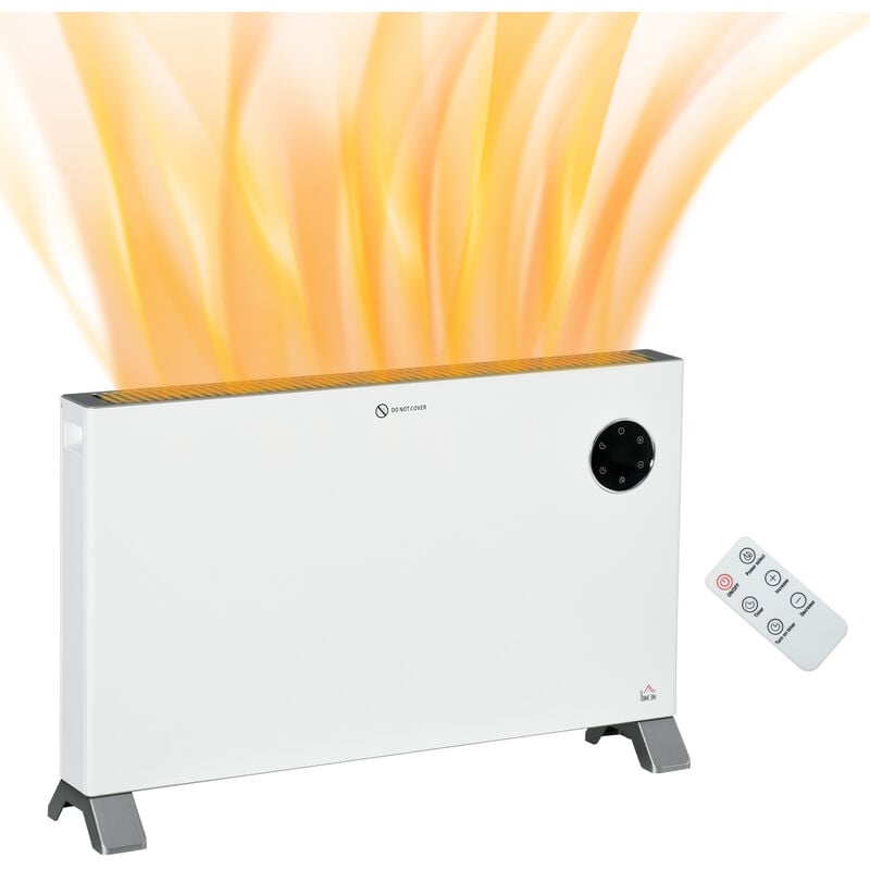 Radiateur électrique avec thermostat timer télécommande chauffage panneau rayonnant écran LED 2000W max. acier alu. blanc - Blanc