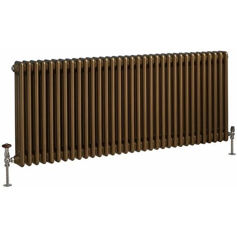 Radiateur rétro horizontal - Triple rangs - Bronze métallisé - 60 cm x 60&445 cm - Hudson Reed Windsor