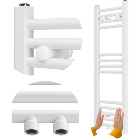 Radiateur Salle de Bain Granitan Raven 90x30 cm Blanc Échelle Chauffage Central et Électrique