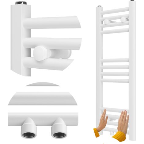 Radiateur Salle de Bains Échelle Granitan Raven 80x30 cm Blanc avec Raccords Multifonctions et Kit de Montage Inclus
