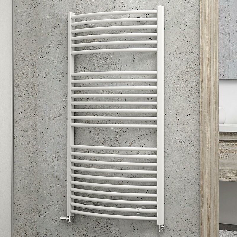 Schulte - jamais utilisé ] - Radiateur sèche-serviette à eau chaude Europa, blanc, inertie fluide, vertical 110 x 60 cm, 610 w