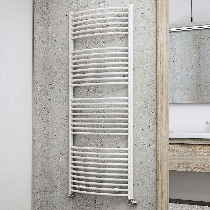 Schulte - jamais utilisé ] - Radiateur sèche-serviette à eau chaude Europa, blanc, inertie fluide, vertical 150 x 60 cm, 820 w