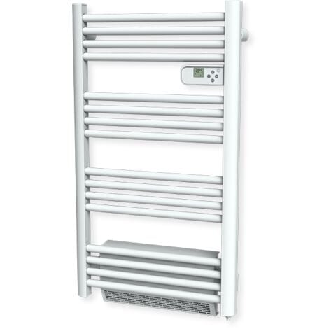 Radiateur sèche-serviette CARRERA - 500W + soufflerie 1000W (1500W) - Tubes ronds - Blanc