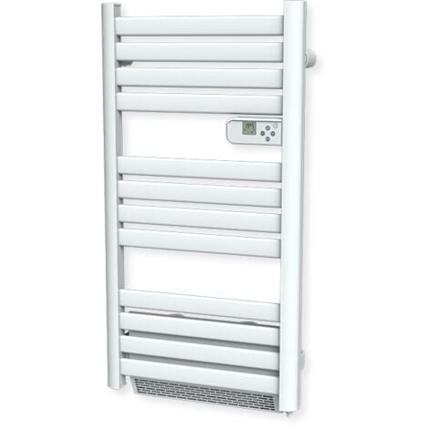 Radiateur sèche-serviette CARRERA - Lames plates 500W + Soufflerie 1000W - Blanc