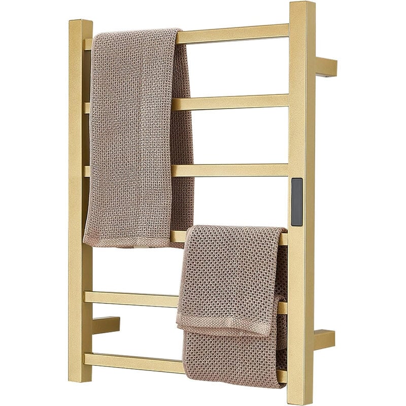 Vivolilv - Sèche-Serviettes électrique, Mural avec Minuterie Porte-Serviettes Chauffant Thermostatique en Acier Inoxydable 304 60X45cm Hardwired, or