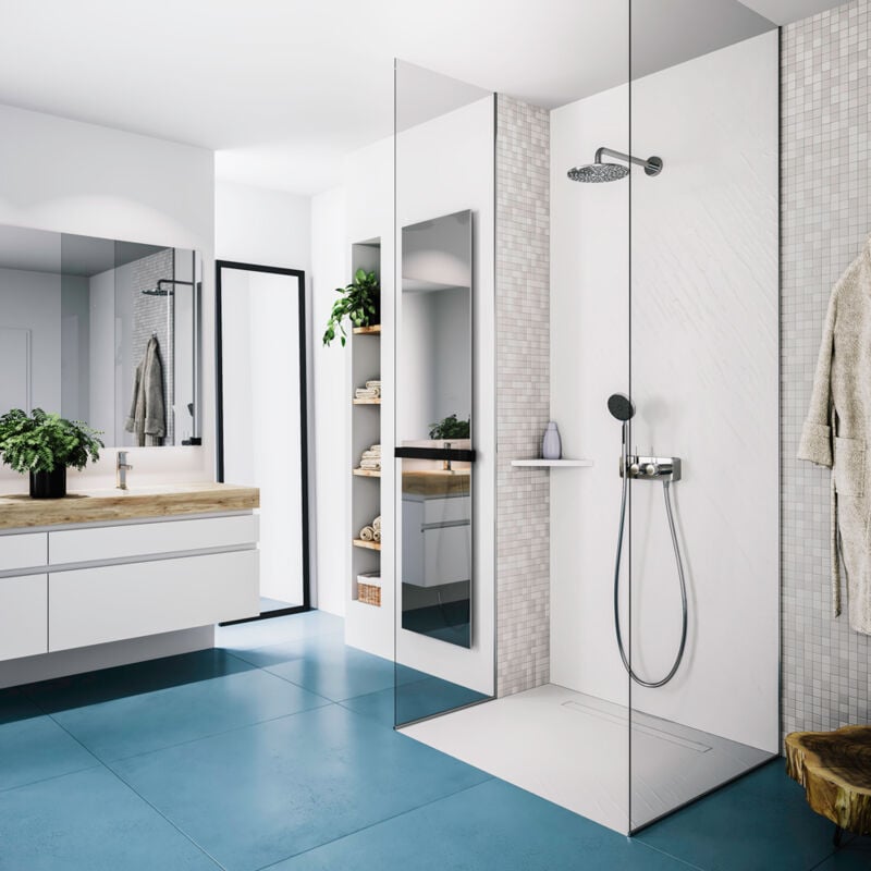 Radiateur sèche serviette électrique miroir - 450 Watts - 100 x 40 cm vertical