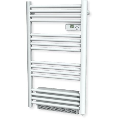 Carrera radiateur s�che-serviette 500W + soufflerie 1000W (1500W) tubes ronds blanc LCD