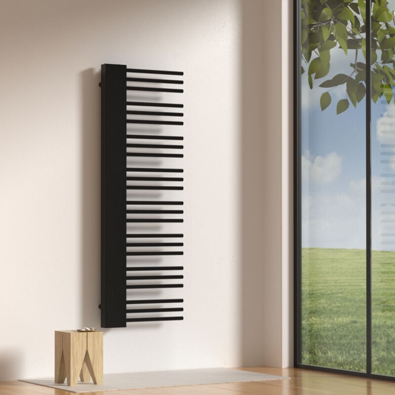[neu.haus] - Radiateur sèche-serviettes 50 mm Kviteseid acier 146 x 45 cm noir