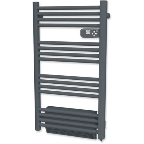 Radiateur sèche-serviettes CARRERA - Lames plates 500W + Soufflerie 1000W - Gris anthracite