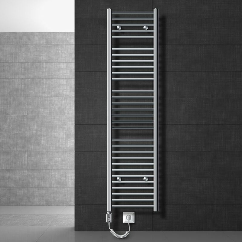 Pas /Électrique 750 x 1800 mm Radiateur S/èche Serviette Salle de Bain ECD Germany Radiateur S/èche-Serviettes Sahara Blanc Courb/é avec Raccordement Lat/éral