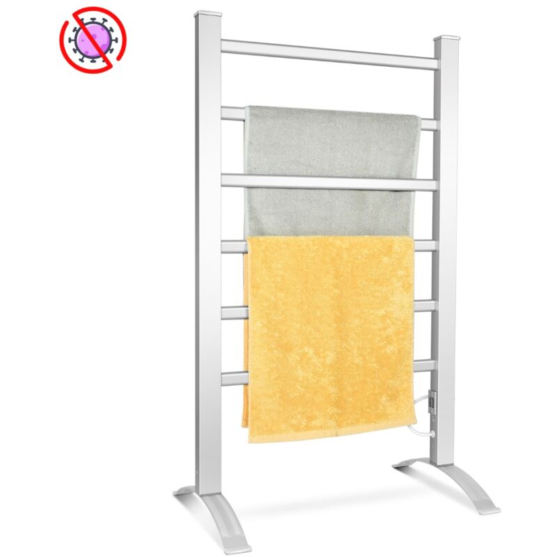 Radiateur Sèche-Serviettes Électrique 45-50°C Chauffe-Serviettes en Aluminium 100W avec 6 Tubes Autoportant ou Mural CW6478 design in