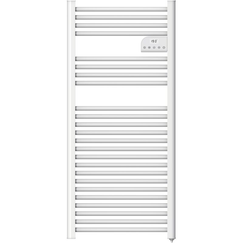 Radiateur sèche serviettes électriques à inertie sèche barres rondes 750W thermostat programmable Cosyup Olen Blanc Garantie 3 ans
