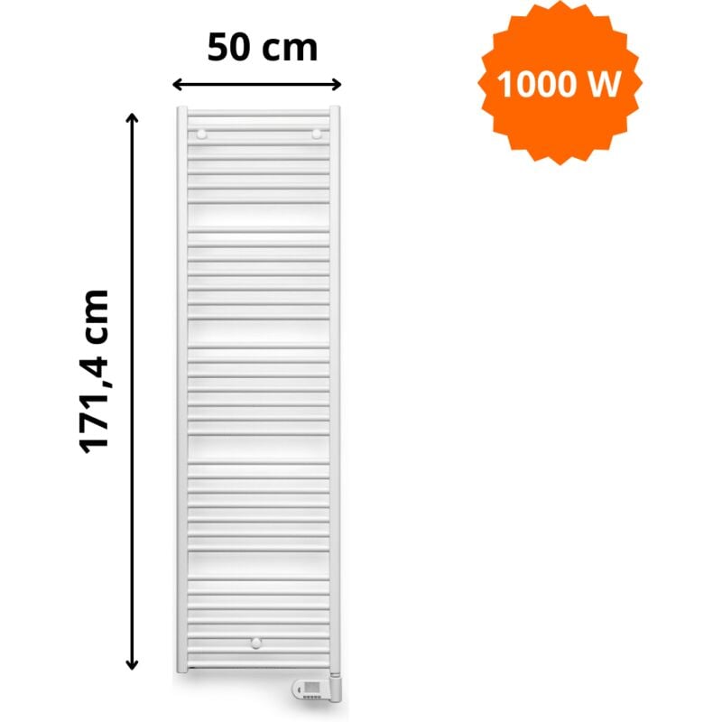 Radiateur sèche-serviettes électrique E-Bano BM-EL Vasco H. 171,4 x L. 50 cm