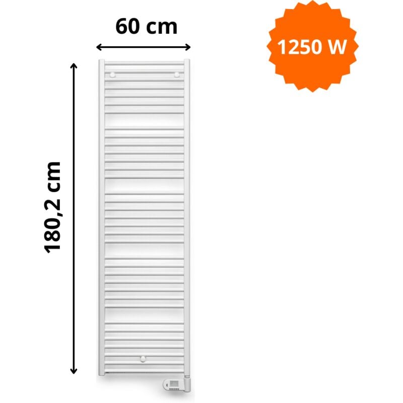 Radiateur sèche-serviettes électrique E-Bano bm-el Vasco h. 180,2 x l. 60 cm
