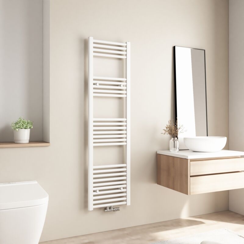 Sèche-serviette eau chaude 476W Radiateur Salle de Bain Chauffe eau Pour Chauffage Central 140×40cm Blanc - Heilmetz