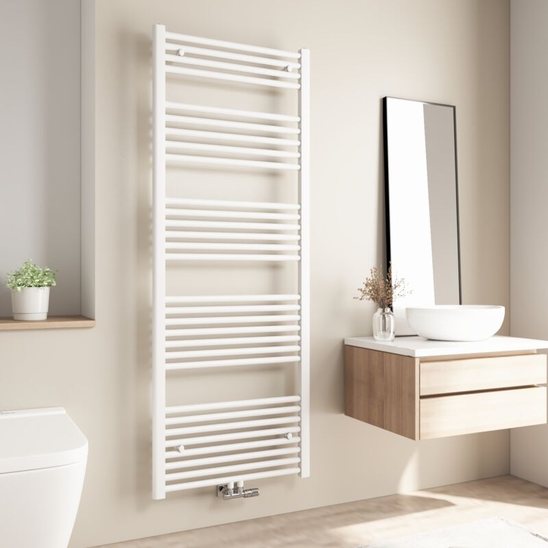 Sèche-serviette eau chaude 761W Radiateur Salle de Bain Chauffe eau Pour Chauffage Central 160×60cm Blanc - Heilmetz