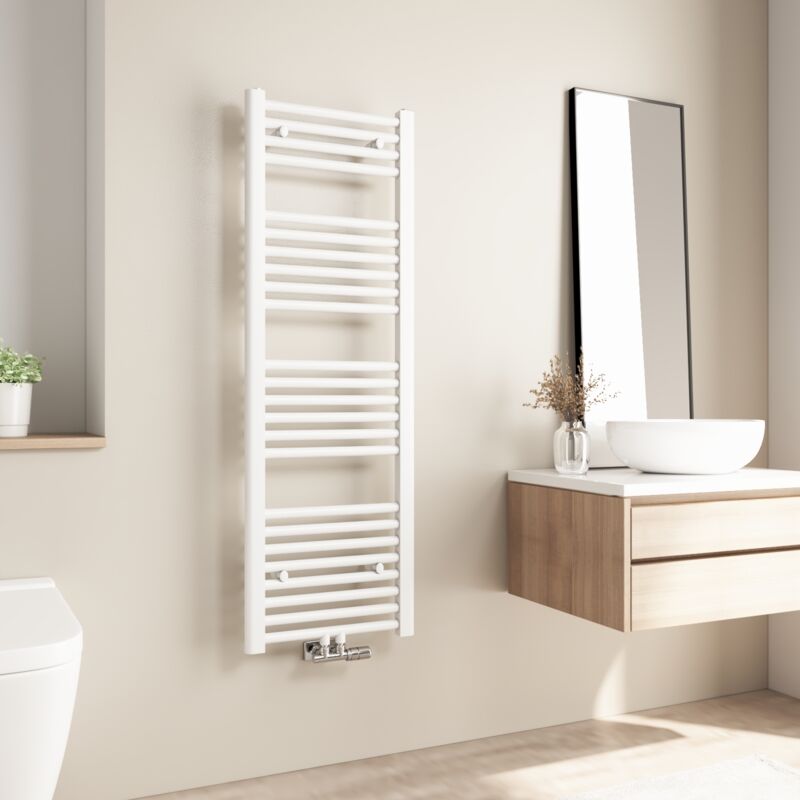 Sèche-serviette eau chaude 427W Radiateur Salle de Bain Chauffe eau Pour Chauffage Central 120×40cm Blanc - Heilmetz