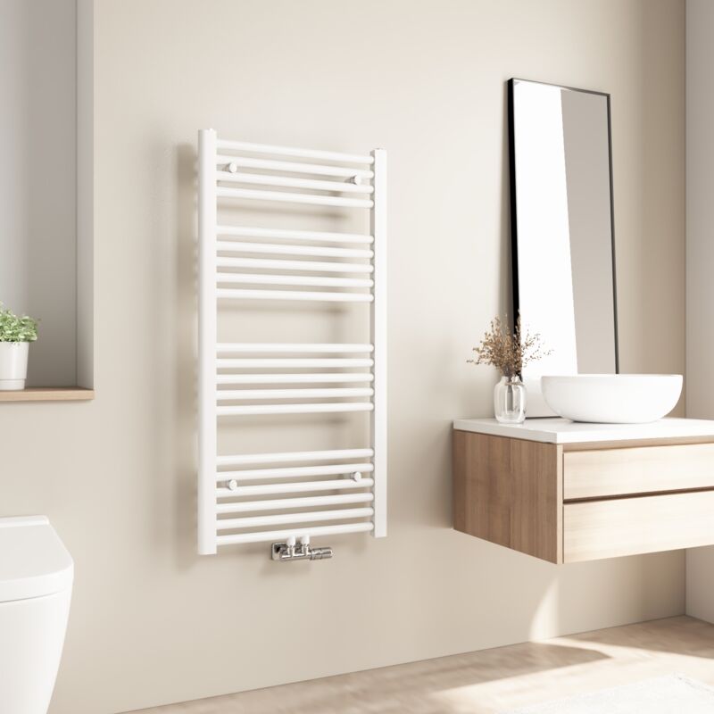 Sèche-serviette eau chaude 427W Radiateur Salle de Bain Chauffe eau Pour Chauffage Central 100×50cm Blanc - Heilmetz
