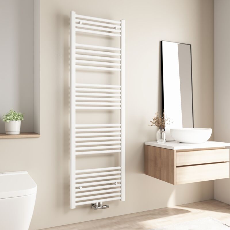Heilmetz - Sèche-serviette eau chaude 654W Radiateur Salle de Bain Chauffe eau Pour Chauffage Central 160×50cm Blanc