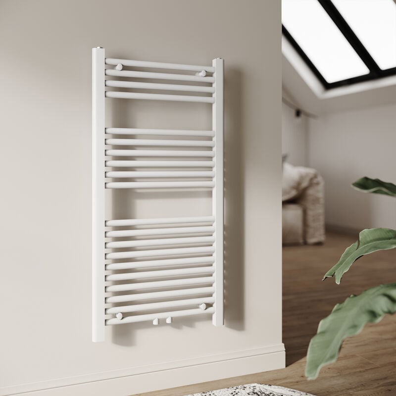 Sonni - Radiateur Salle de bain 1000x500 mm Blanc Radiateur de salle de bain raccord central Radiateur sèche-serviettes