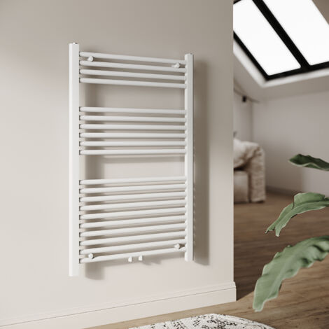 Radiateur SONNI Salle de bain 1000x600 mm Blanc Radiateur de salle de bain raccord central Radiateur sèche-serviettes