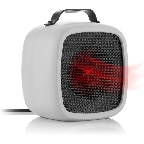 Radiateur Soufflant Céramique 500 W - Chauffage d'appoint mobile pour les petits espaces - Radiateur Transportable - Interrupteur - Poignée de transport - Blanc