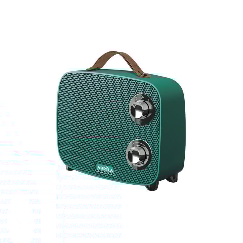 Fabrilamp - Ventilateur céramique ptc corcega 1500w vert/chrome 2pouvoirs 3fonctions coupure thermique sécurité anti-basculement 21x23x13,6 cm