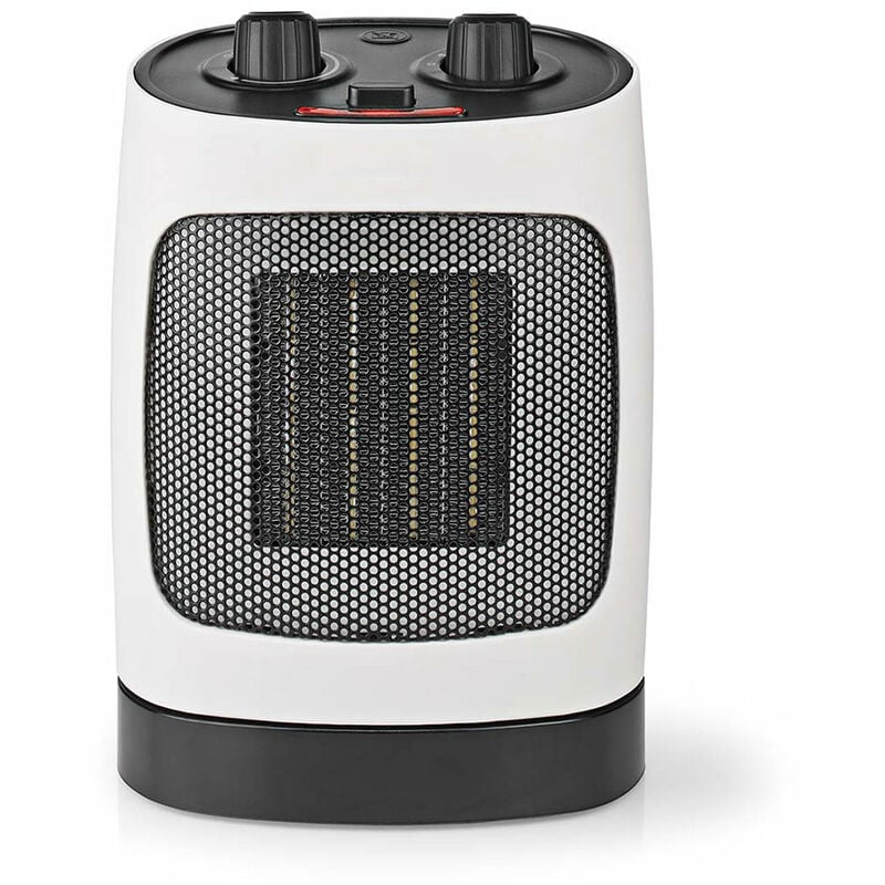 Radiateur soufflant céramique 2 niveaux de chauffage, protection contre la surchauffe, chauffage électrique, plastique blanc, câble 150 cm, LxHxP