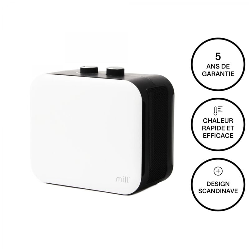 Mill - Radiateur soufflant Compact 1800W sans pied Blanc