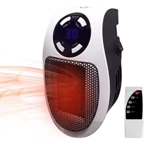 Radiateur Soufflant Mini Chauffage D\'appoint Avec Télécommande Et Affichage LED Electrique Céramique Pour Domicile, Bureau - A381