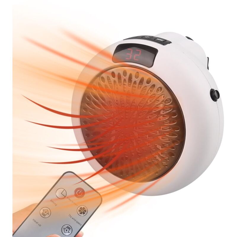 KZQ - Radiateur Soufflant Mural, Mini Chauffage Electrique avec télécommande, Radiateur Soufflant Salle de Bain Mural, 400W Chauffage Electrique