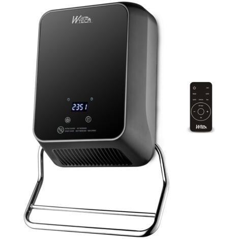 Radiateur soufflant mural sèche serviettes 2000W avec façade en verre.