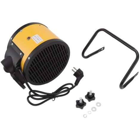 Radiateur soufflant portable 2000W jaune, chauffage d'appoint pour maison, terrasse et usage industriel, prise EU 220V.