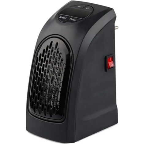 Radiateur soufflant portable en céramique thermoélectrique, température réglable, noir, 400 W, 16 x 10,5 x 8 cm (avec télécommande)