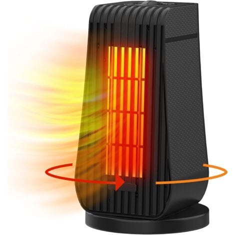 ALOVEZ Radiateur Soufflant Portatif 1200W 3s Chauffage Rapide PTC Mini Radiateurs 3 Modes de Chauffage Ventilateur Réglable Protection contre la Surchauffe Chauffage Électriques (Noir)