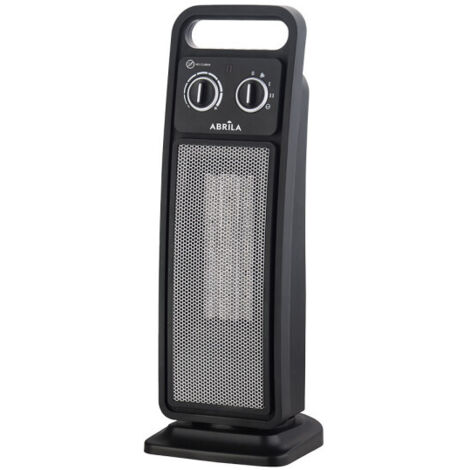 Radiateur Soufflant Vertical Céramique Noir Brésil 2000W 2 Puissances Oscillantes Anti-Basculement (50,7x18,3x19cm)