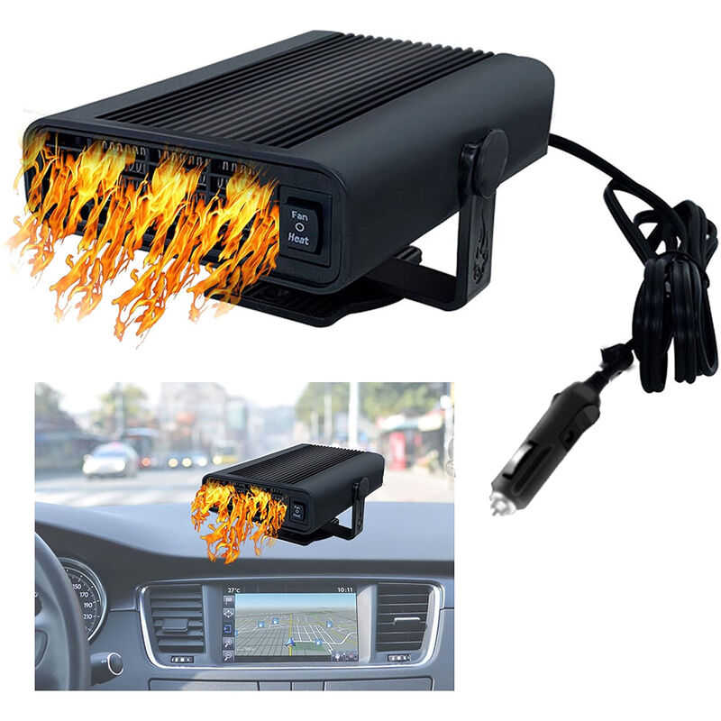 Tonchean - Radiateur soufflant,Chauffage de voiture, ventilateur de chauffage électrique de dégivrage de pare-brise Portable 12V, chauffage rapide