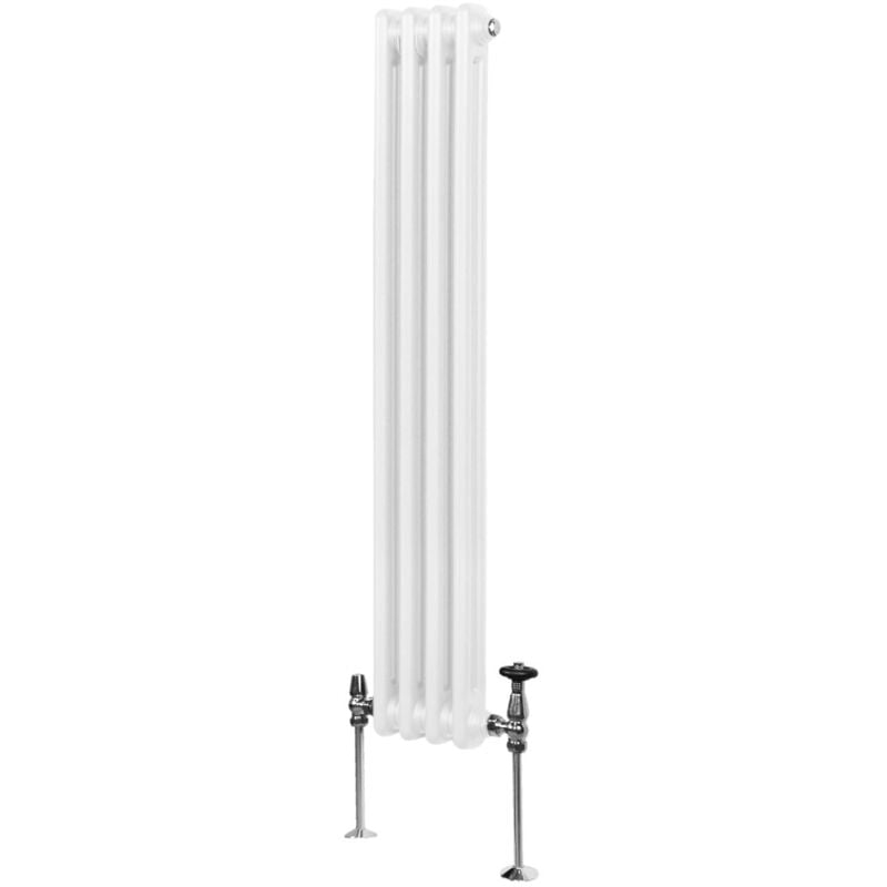 Monster-shop - Radiateur Traditionnel à Double Colonne 1500 x 202 mm, Chauffage Moderne Vertical en Acier au Carbone Blanc Brillant, Cuisine Salon