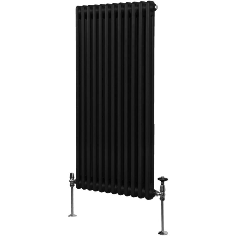 Monster-shop - Radiateur Traditionnel à Double Colonne 1500 x 562 mm, Chauffage Moderne Vertical en Acier au Carbone Noir Mat, Cuisine Salon Salle de