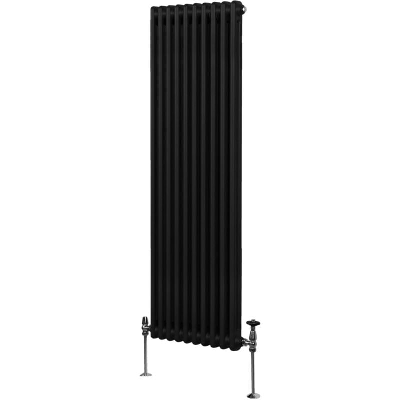 Monster-shop - Radiateur Traditionnel à Double Colonne 1800 x 472 mm, Chauffage Moderne Vertical en Acier au Carbone Noir Mat, Cuisine Salon Salle de