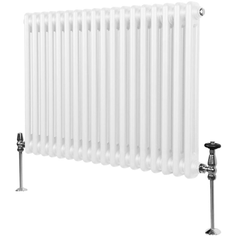 Monster-shop - Radiateur Traditionnel à Double Colonne 600 x 832 mm, Chauffage Moderne Horizontal en Acier au Carbone Blanc Brillant, Cuisine Salon