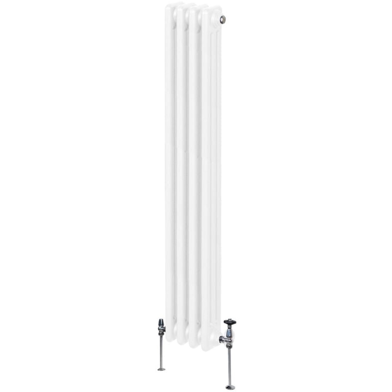 Monster-shop - Radiateur Traditionnel à Triple Colonne 1500 x 202 mm, Chauffage Moderne Vertical en Acier au Carbone Blanc Brillant, Cuisine Salon