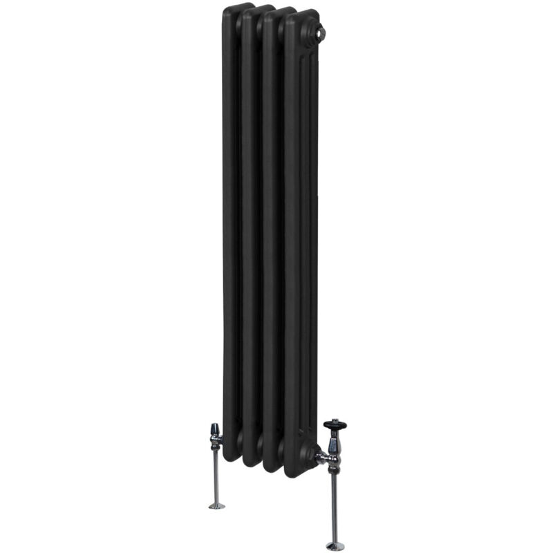 Monster-shop - Radiateur Traditionnel à Triple Colonne 1500 x 202 mm, Chauffage Moderne Vertical en Acier au Carbone Noir Mat, Cuisine Salon Salle de