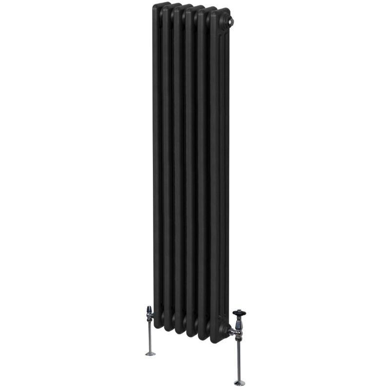 Radiateur Traditionnel à Triple Colonne 1800 x 292 mm, Chauffage Moderne Vertical en Acier au Carbone Noir Mat, Cuisine Salon Salle de Bain [Brosse,