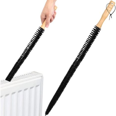 Radiator brush with long, flexible wooden handle - brush with soft bristles (65 cm)