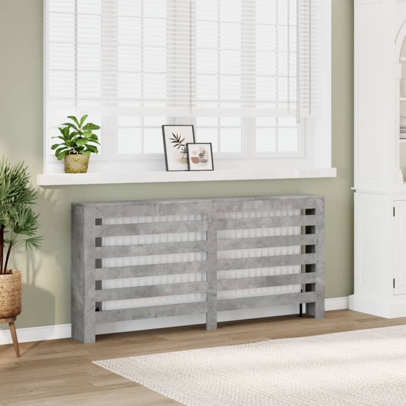 Radiator Cover Concrete Grey 175x20x82 Cm Engineered Wood Vidaxl